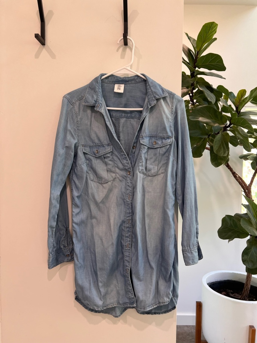 Light Wash Denim Shirt Dress
